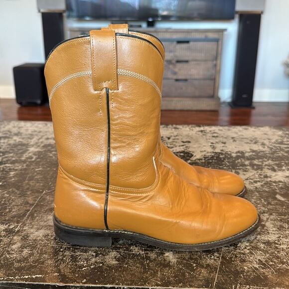 Mens Billy Boots Caramel Colored Leather Western Boots Size 7
